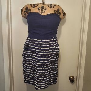 Xhilaration Strapless Dress in Navy and White